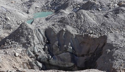 View of Avalanche-Formed Lake at Kanchenjunga Base Camp Image